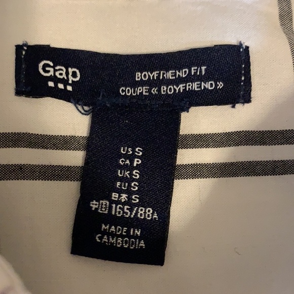 Gap High/Low Button Down Window Pane BoyFriend Shirt, - Picture 4 of 5